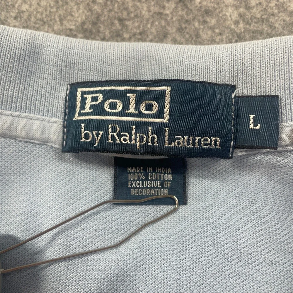 Polo Ralph Lauren Mens Shirt L Light Blue Short Sleeve Classic Prep 14-16